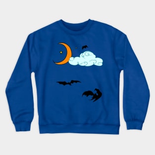 Moon Cloud Stars and Bats Crewneck Sweatshirt